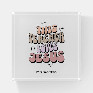 Personalized Faith Retro teacher appreciation  Paperweight