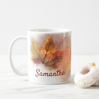 Personalized Fall Abstract Leaf Mug