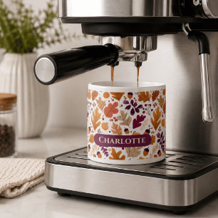 Personalized Fall – Autumn Leaves & Acorns Name Espresso Cup