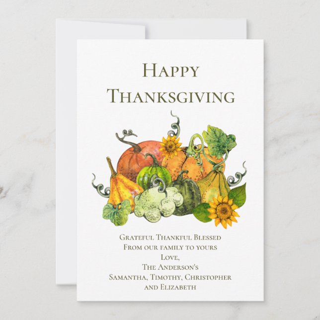 Personalized Fall Autumn Thanksgiving Day Card  (Front)