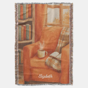 Personalized Fall Book Lover Throw Blanket