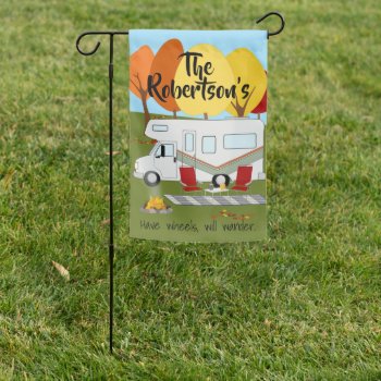 Personalized Fall Camper Garden Flag by NightOwlsMenagerie at Zazzle