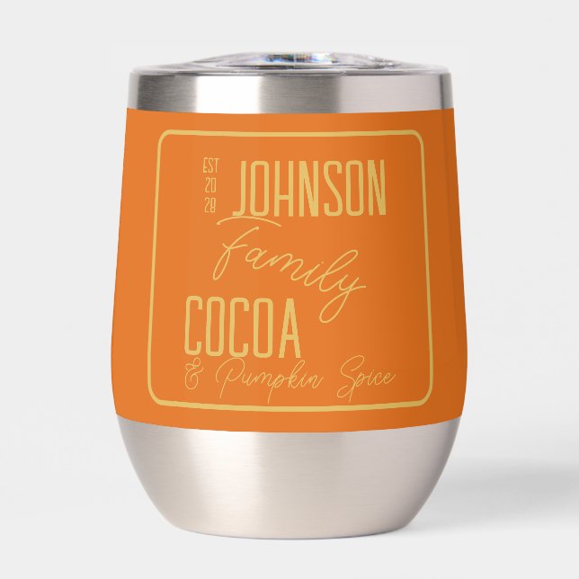 Personalized Fall Family Pumpkin Spice Thermal Wine Tumbler (Front)