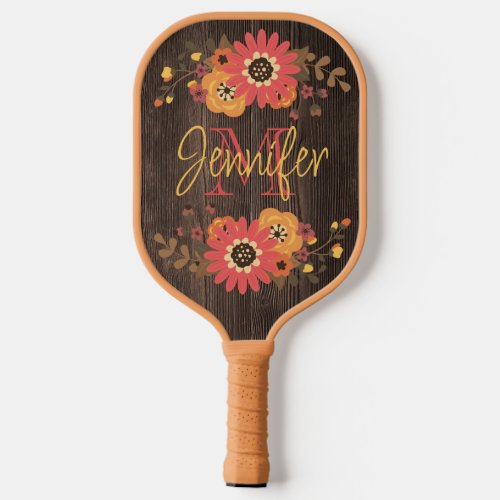 Personalized Fall Floral on Wood Paddle Pro