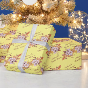 Personalized Fall Flower Bridal Shower Wrapping Paper