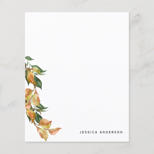 Personalized Fall Foliage Custom Name Stationery (Front)