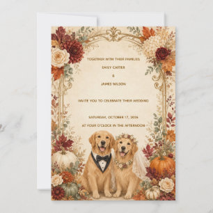Personalized Fall Golden Retriever Wedding Invitat Invitation