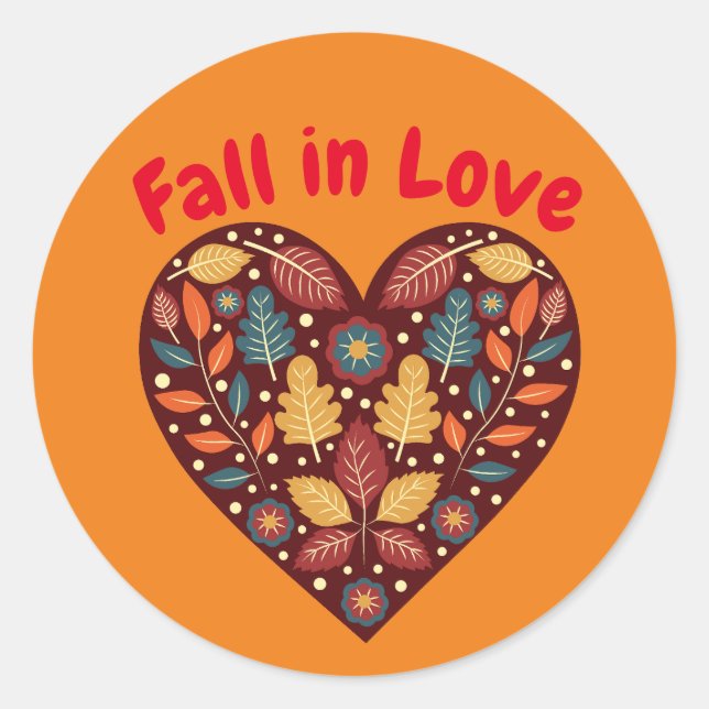 Personalized Fall In Love Autumn Classic Round Sticker (Front)