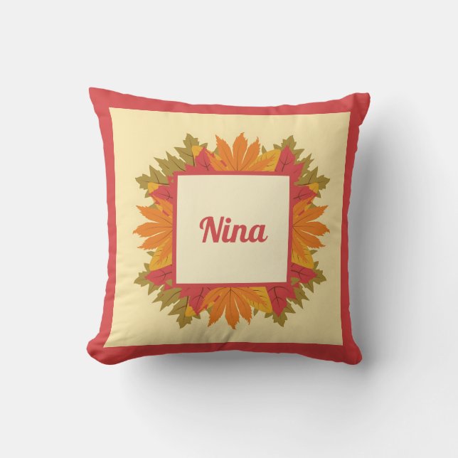 Personalized Fall Keepsake Birthday Gift for Her Throw Pillow (Front)