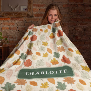 Personalized Fall Leaves – Cozy Autumn Custom Name Fleece Blanket