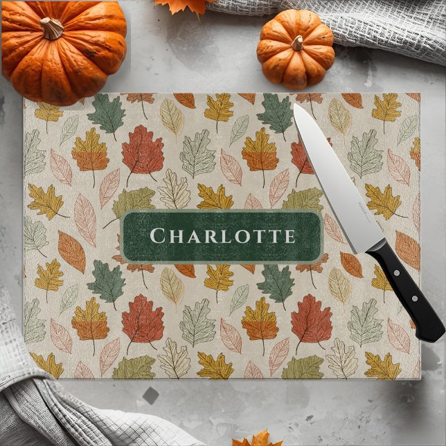 Personalized Fall Leaves – Custom Name Autumn  Cutting Board (Creator Uploaded)