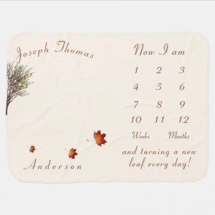 Personalized Fall Leaves Milestones Blanket