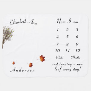 Personalized Fall Leaves Milestones Blanket