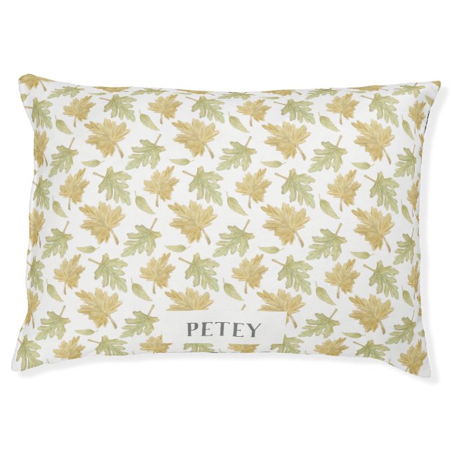 Personalized Fall Leaves Rustic Dog Bed (Front)