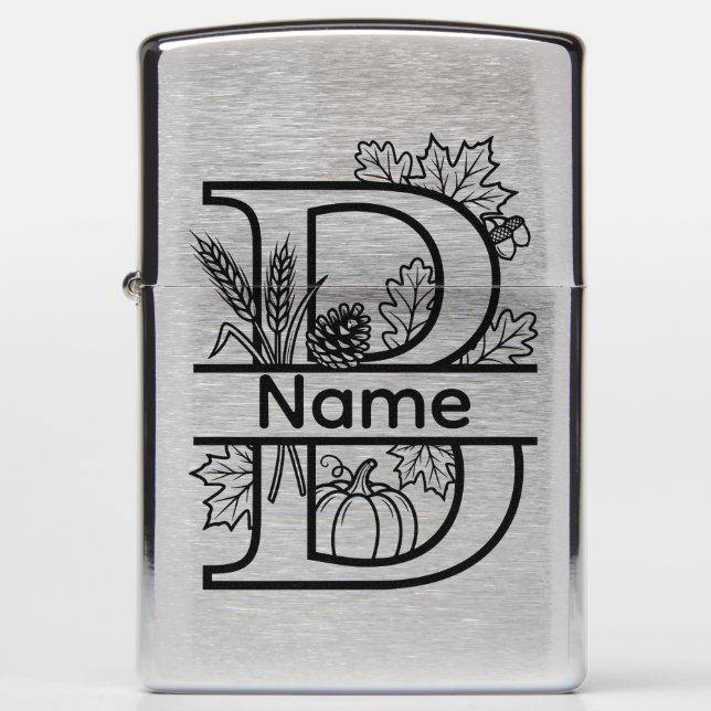  Personalized Fall Monogram "B"  Zippo Lighter (Front)