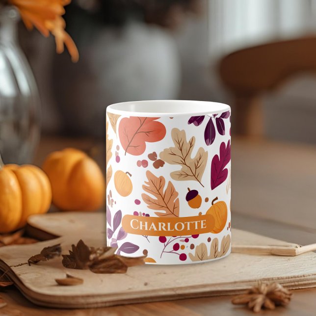 Personalized Fall Mug – Autumn Leaves & Acorns Nam (Creator Uploaded)
