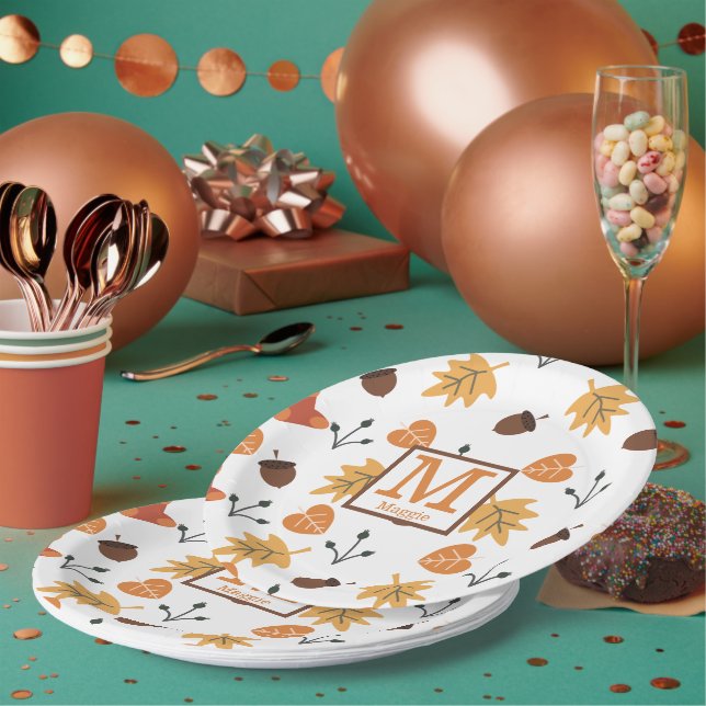 Personalized Fall Paper Plates (Multi)
