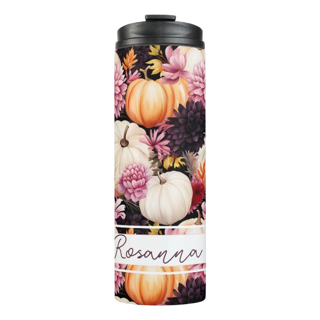 Personalized Fall Pattern Thermal Tumbler (Front)