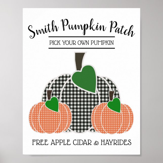 Personalized Fall Plaid Pumpkin Patch Print (Front)