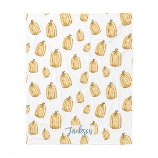 Personalized Fall Pumpkin Baby Fleece Blanket