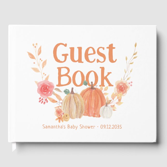 Personalized Fall Pumpkin Baby Shower Guest Book (Front)