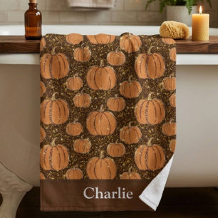 Personalized Fall Pumpkin Bath Towel
