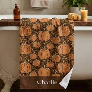 Personalized Fall Pumpkin Beach Towel