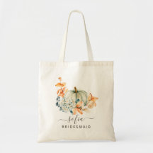 Personalized Fall Pumpkin Bridesmaid Tote Bag