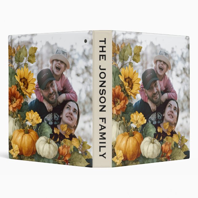 Personalized Fall Pumpkin Photo Design 3 Ring Binder (Background)
