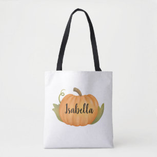 Personalized Fall Pumpkin Tote Bag