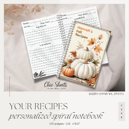 Personalized Fall Recipes Spiral Notebook