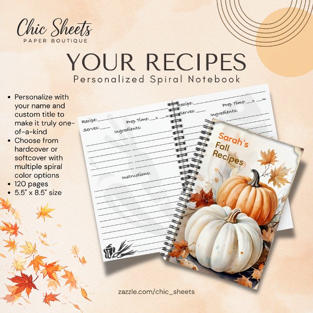 Personalized Fall Recipes Spiral Notebook (Creator Uploaded)