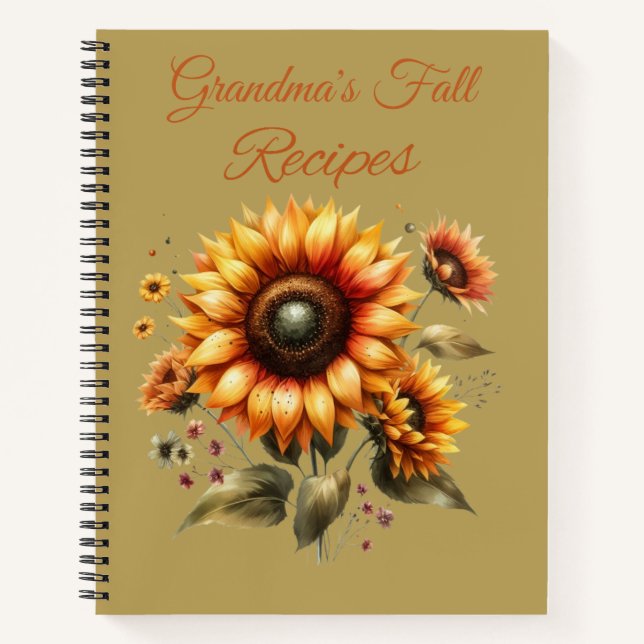 Personalized Fall Sunflower Recipe Book (Front)