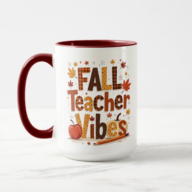 Personalized Fall Teacher Vibes Mug (Left)