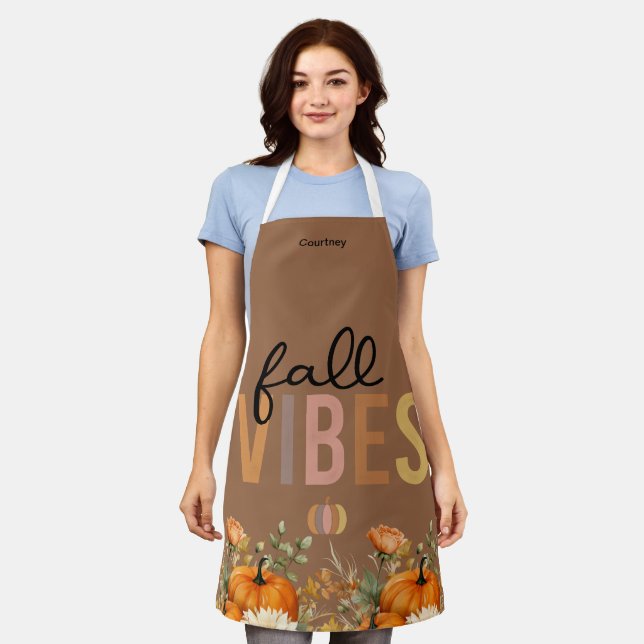 Personalized Fall-Themed Apron (Worn)