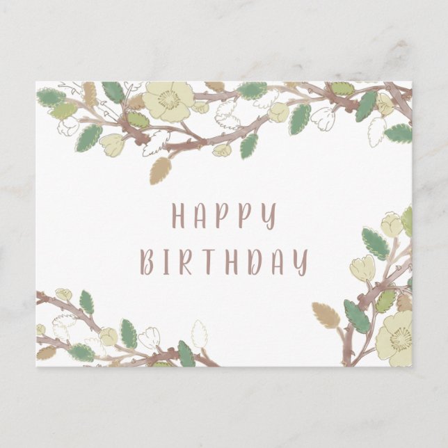 Personalized Fall Tree Branch Happy Birthday Postc Postcard (Front)