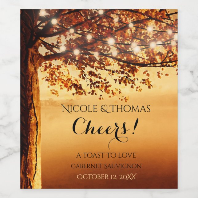 Personalized Fall Wedding Wine Label (Single Label)