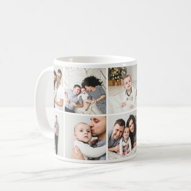 Personalized Family 10 Photo Collage Coffee Mug (Front Left)