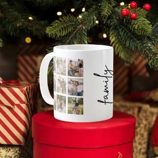 Personalized Family 10 Photo Collage Modern Coffee Mug