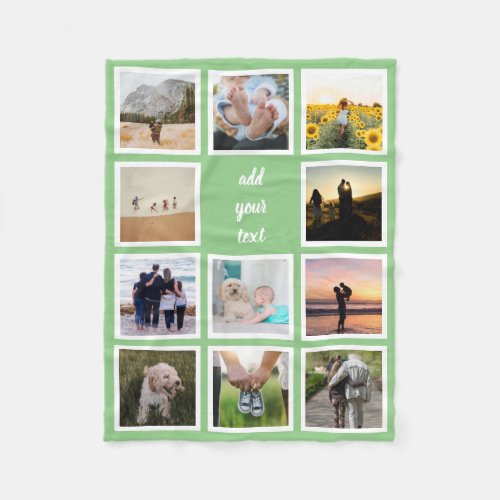 Personalized Family 11 Photo Custom Collage Fleece Blanket