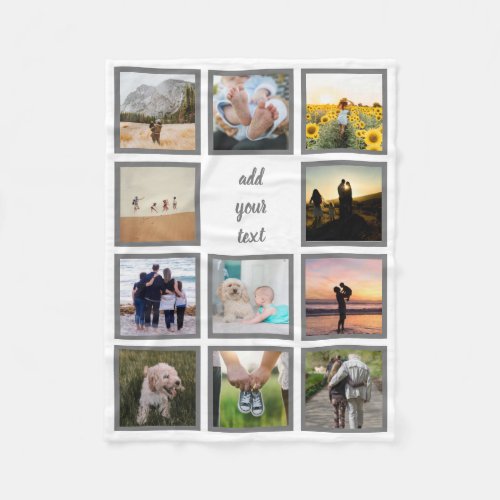 Personalized Family 11 Photo Custom Collage Fleece Blanket