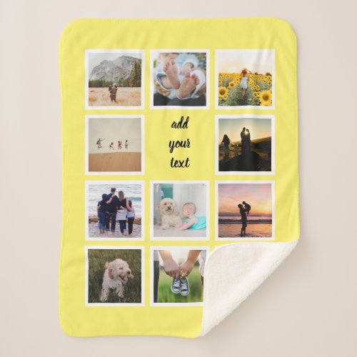 Personalized Family 11 Photo Custom Collage Sherpa Blanket