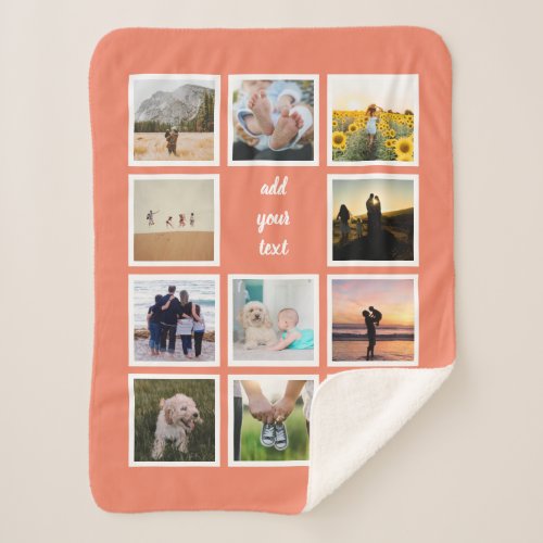 Personalized Family 11 Photo Custom Collage Sherpa Blanket