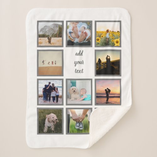 Personalized Family 11 Photo Custom Collage Sherpa Blanket