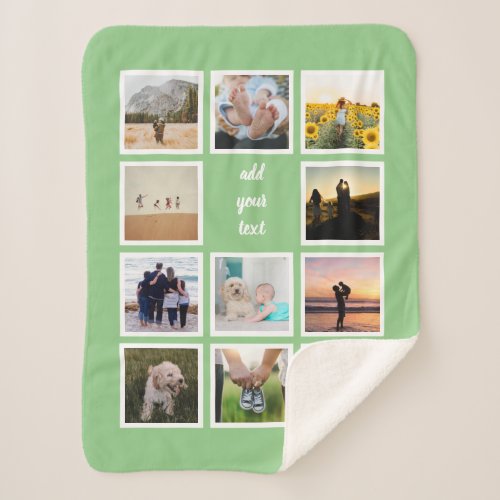 Personalized Family 11 Photo Custom Collage Sherpa Blanket