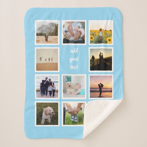 Personalized Family 11 Photo Custom Collage Sherpa Blanket