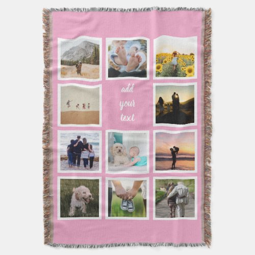 Personalized Family 11 Photo Custom Collage Throw Blanket