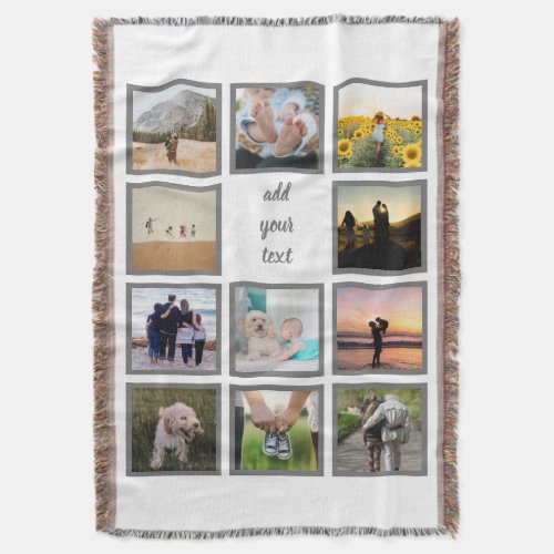 Personalized Family 11 Photo Custom Collage Throw Blanket