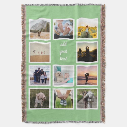 Personalized Family 11 Photo Custom Collage Throw Blanket