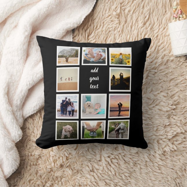Personalized Family 11 Photo Custom Collage Throw Pillow (Blanket)